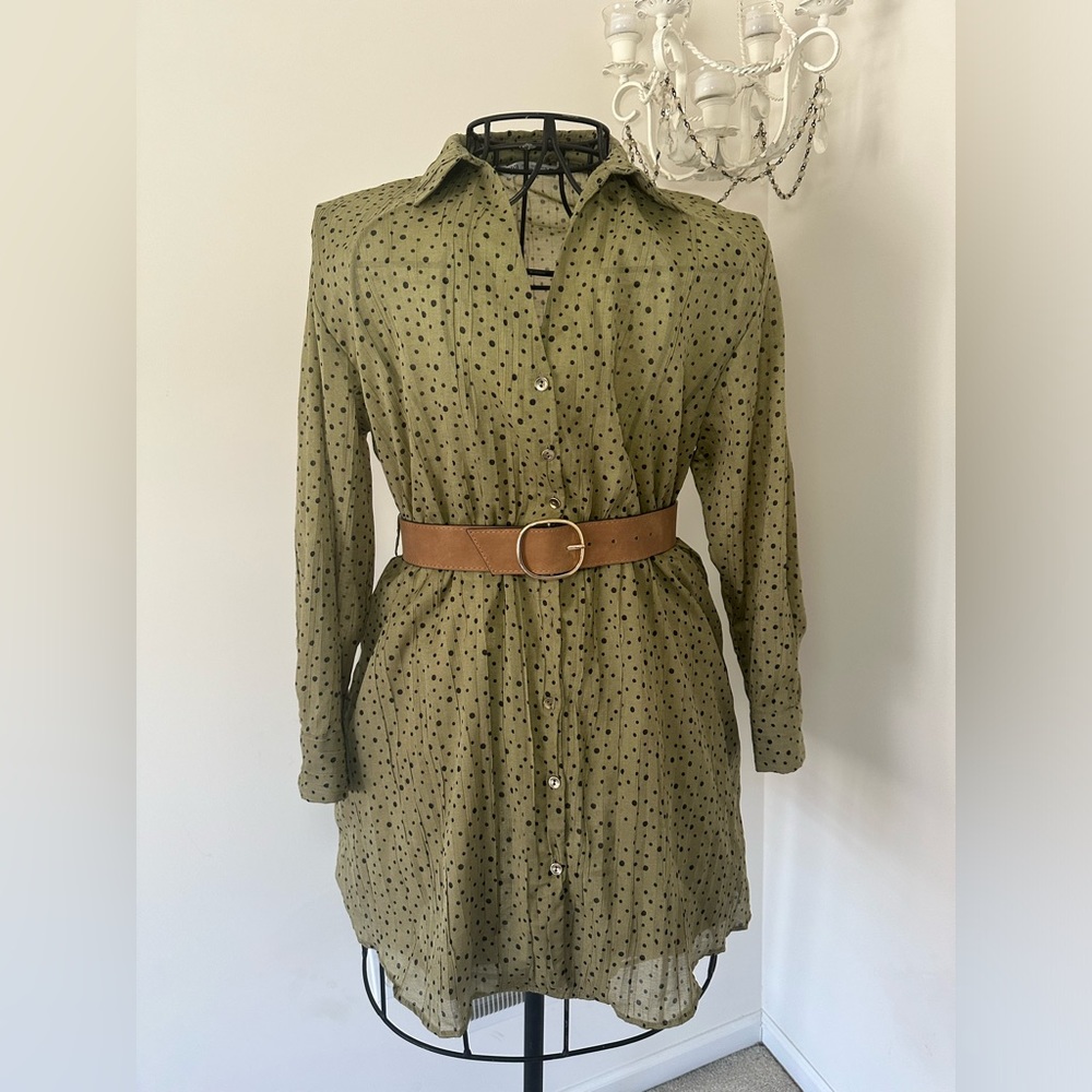 Zara Belted Mini Dress- sz. XL *needs 1 button replaced*